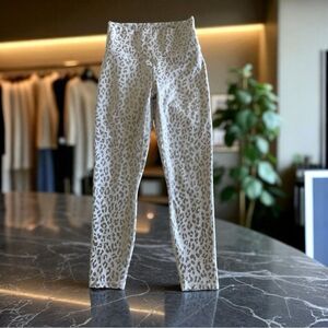 Fabletics Leopard Print Leggings - Silver and White